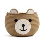 Brown Cotton Rope Bear Face Matka Storage Basket - Image 5