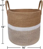 Cotton Rope Storage Basket Brown White Modern Home Organizer - Image 2