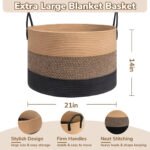 Cotton Rope Blanket Storage Basket Brown Black Home Organizer - Image 2