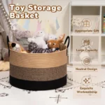 Cotton Rope Blanket Storage Basket Brown Black Home Organizer - Image 5