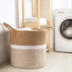 Cotton Rope Storage Basket Brown White Modern Home Organizer - Image 4