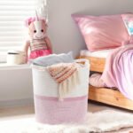 JUTE MULTIPURPOSE BASKETS FOR HOME PINK AND WHITE - Image 4