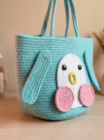 Jute Tote Bags for Women (AQUA) - Image 3