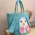 Jute Tote Bags for Women (AQUA)