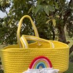 Jute Rainbpw Storage Bags (Yellow)