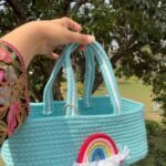 Jute Rainbow Storage Bags (Aqua)
