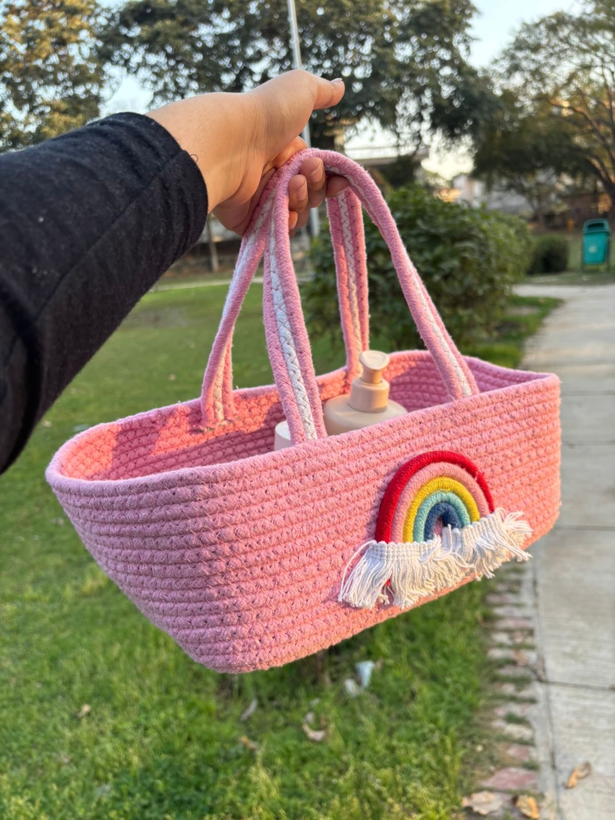 WhatsApp Image 2026-04-02 at 12.01.06 PM (6) Jute Rainbow Storage Bags (Pink) - Image 1